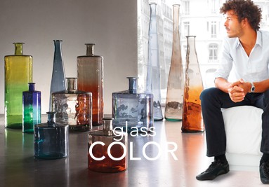 Colored glass vases